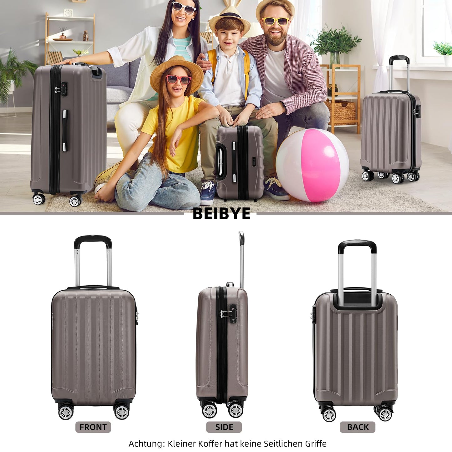 BEIBYE Reisekoffer M Coffee, Boardcase Hartschale