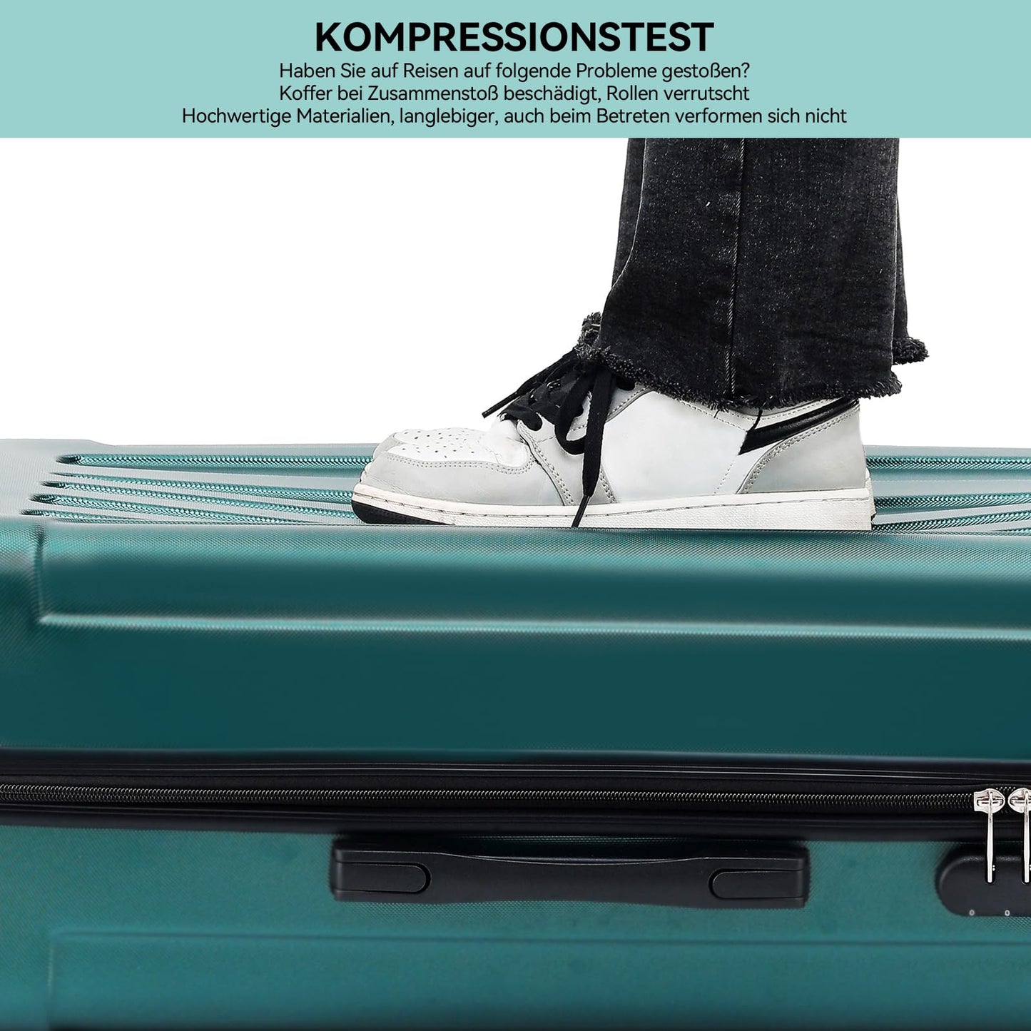 BEIBYE Großer Koffer 76 cm Dunkelgrün mit Rollen