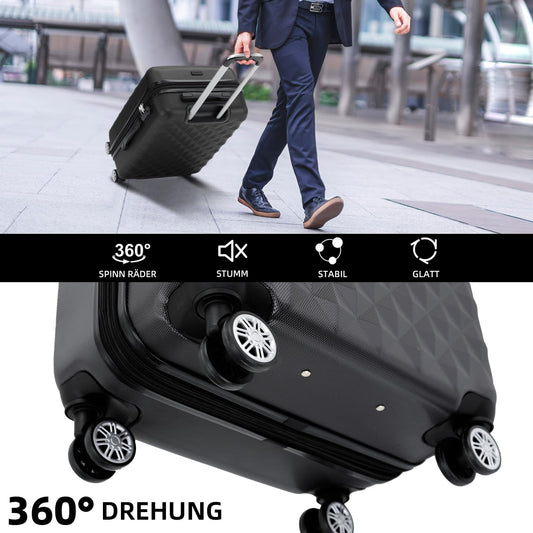 BEIBYE Koffer L Schwarz, Hartschale mit Rollen
