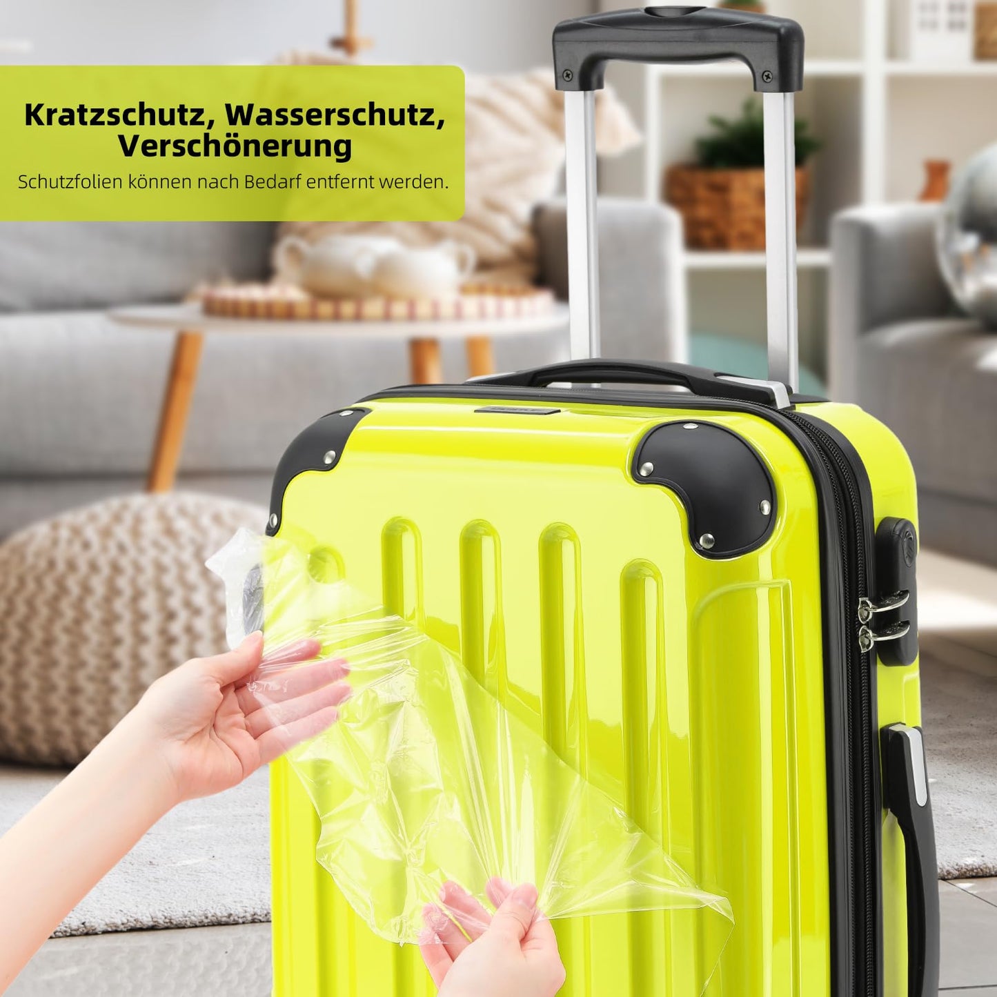 BEIBYE Koffer L Grün, Hartschale mit Rollen