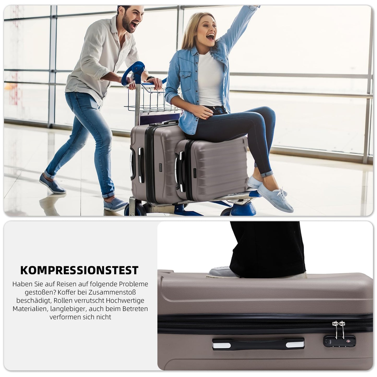 BEIBYE Reisekoffer M Coffee, Boardcase Hartschale