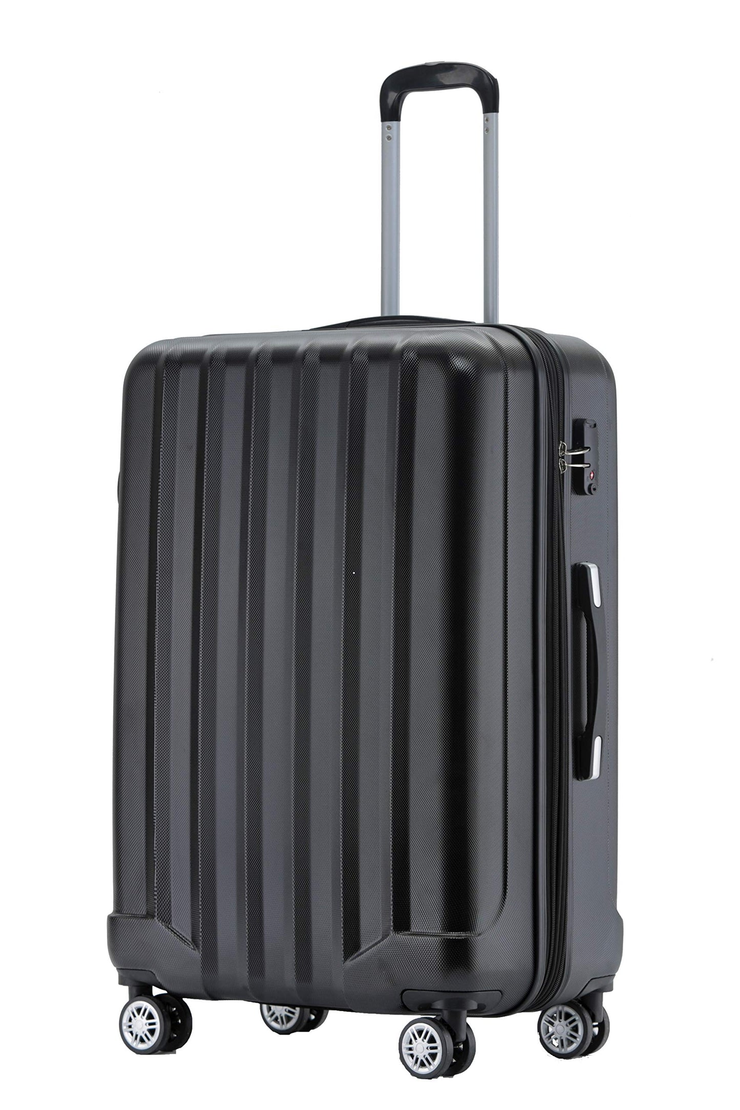 BEIBYE Reisekoffer XL Schwarz, Trolley mit TSA Schloss